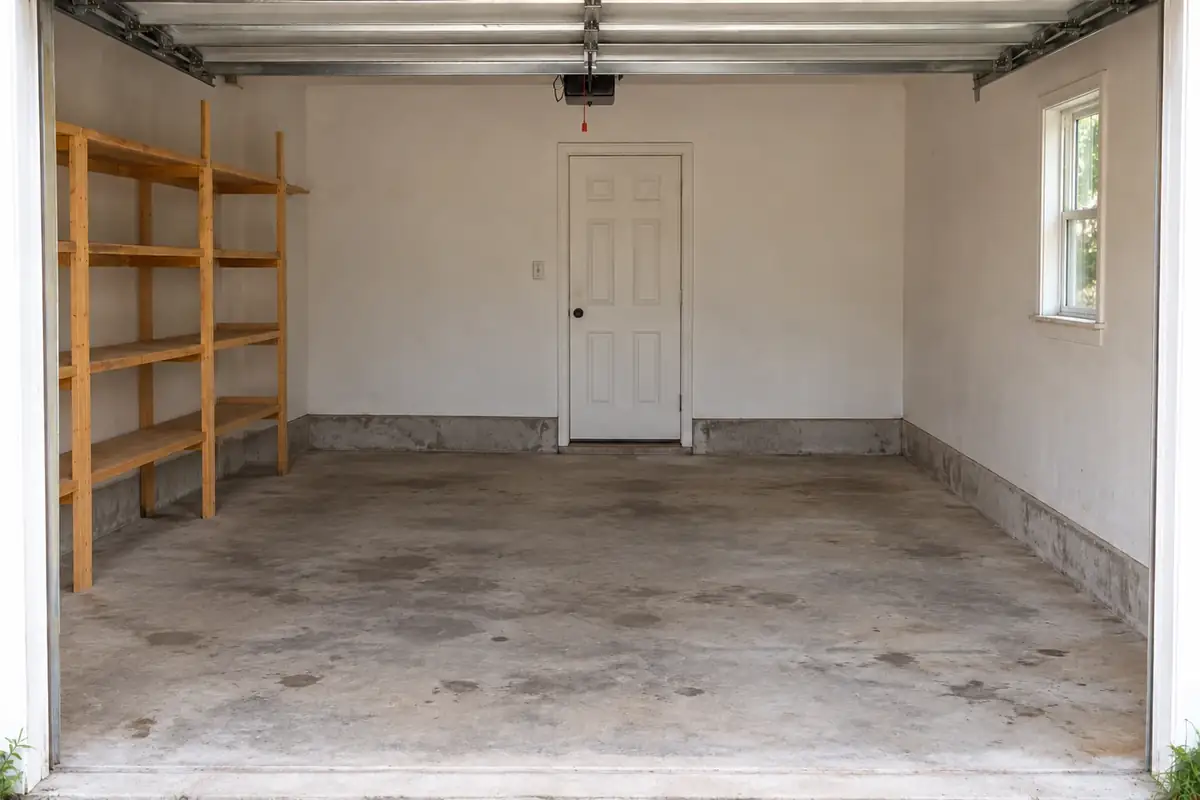 The same garage with household items removed